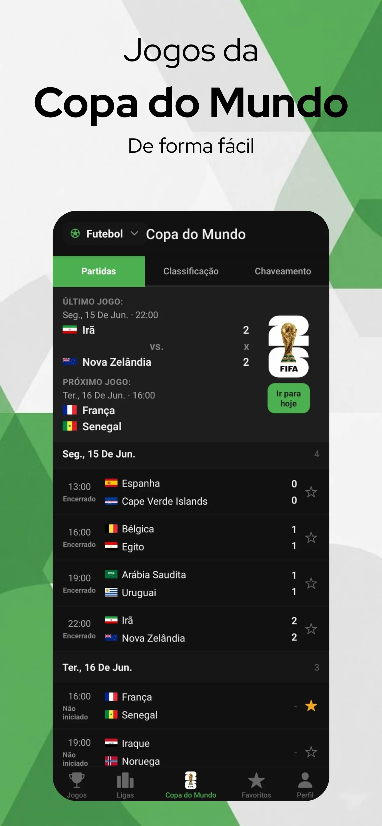 Seção dedicada da Copa do Mundo